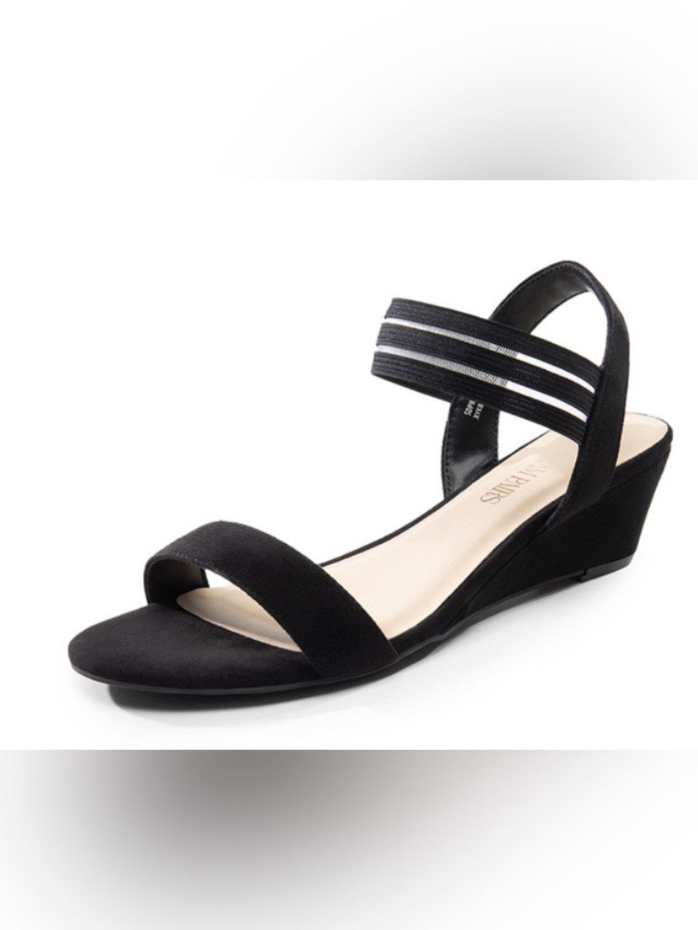 Black Strappy Women's Sandal with Elastic Ankle Band